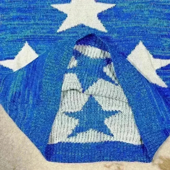 CHARMING CHARLIE Star Pattern Crop 3/4 Sleeve Slouchy V-Neck Sweater Women XL - Picture 2 of 12